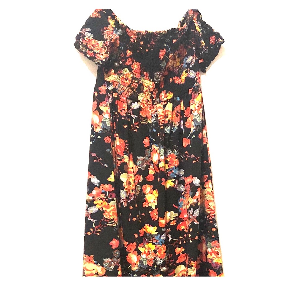 Floral Print, Off The Shoulder, Maxi Dress